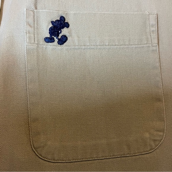 DISNEY SHIRT, Mens XL, Tan Long Sleeve Button Up w/ Mickey Embroidered on Pocket - Picture 7 of 16